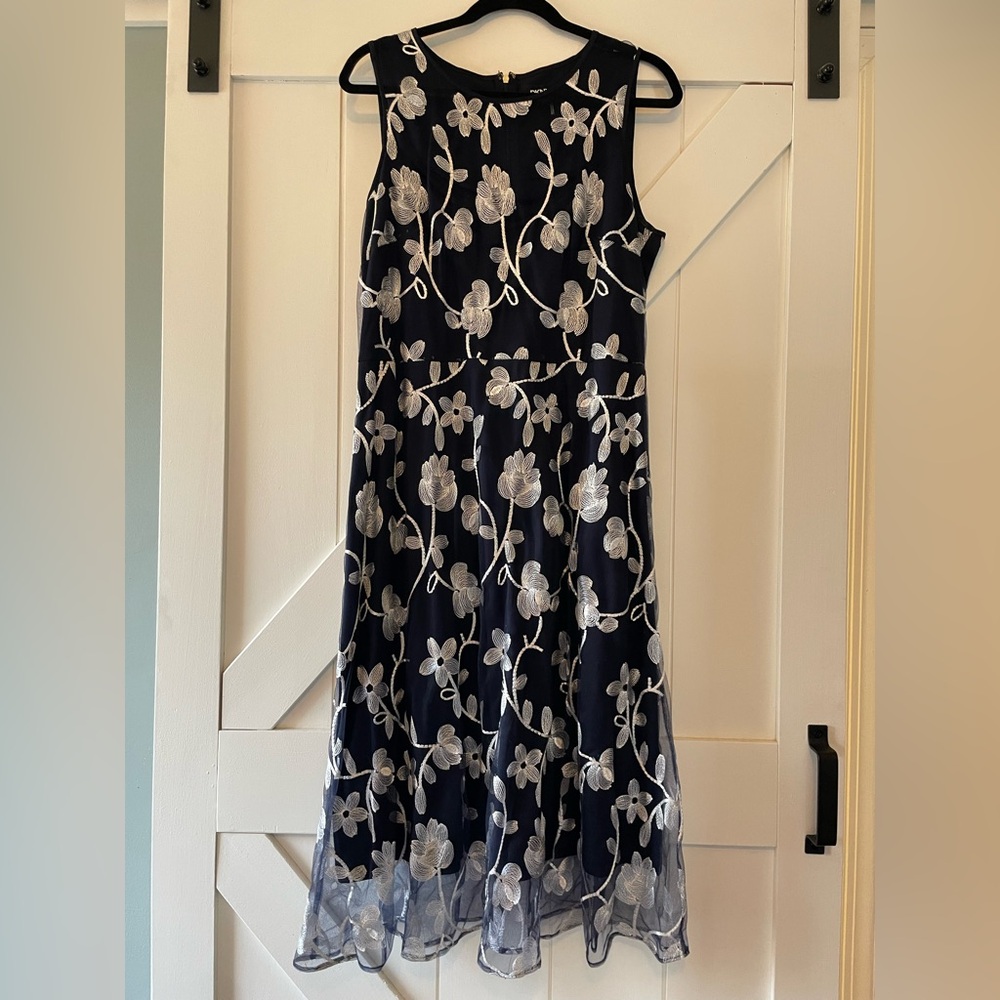 DKNY Navy and White Floral Dress